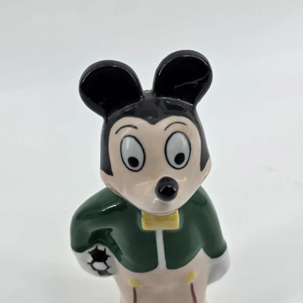 1950's MICKEY MOUSE w/soccer ball high glazed ceramic figure 7